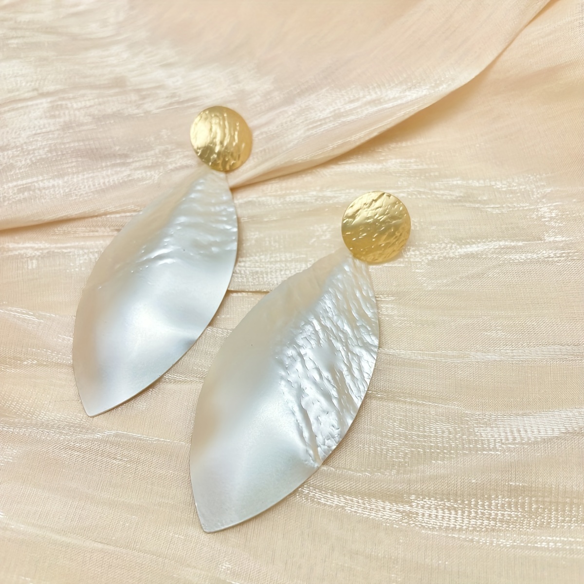 Golden and Silvery Mixed Color Large Pendant Earrings